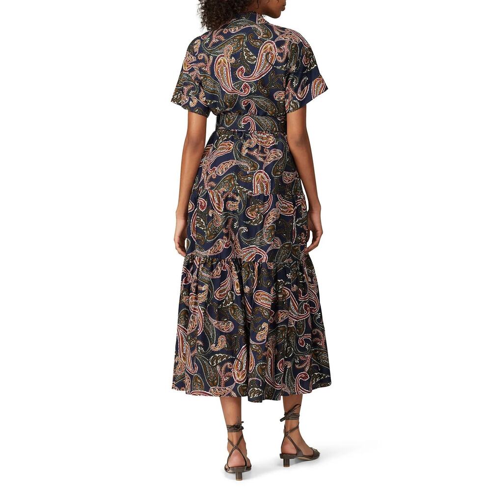 Nicholas Women's 14 Blue Amina Paisley Midi Dress Silk Blend Boho Chic S4-3 - Picture 2 of 10